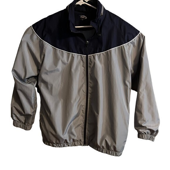 MTA Sport Windbreaker Jacket Black Size Large Full Zip Gray - Picture 6 of 6